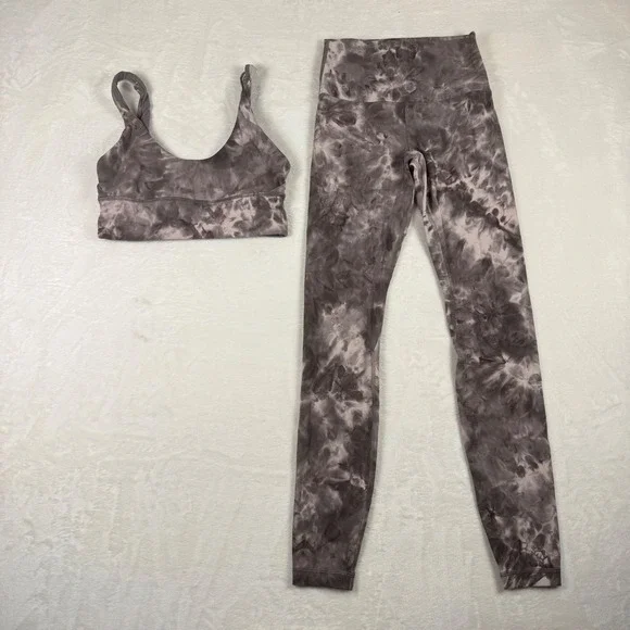 Lululemon Align High-Rise Leggings Size 4 & Align Shine Bra Size 6 Diamond Dye - Picture 1 of 11